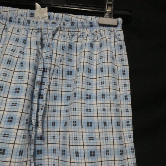 Blue Plaid Pajama Pants | medium | 100% cotton | Stretchy Waist and Drawstring - Picture 5 of 16